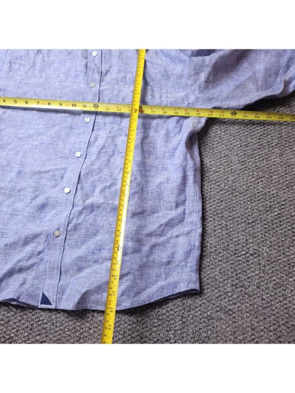 UNTUCKit Santo Linen Shirt Mens L Large Slim Blue Button Long Sleeve